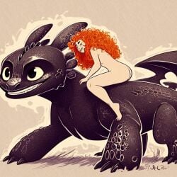 ai_generated ass brave breasts disney dragon merida pixar red_hair toothless