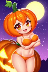 1girls ai_generated clothing monkeysa4444 orange_eyes pumpkin solo wct