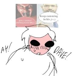 color dave_strider get_pregnant_(meme) homestuck jabbycockers karkat_vantas male meme partially_colored sex short_hair short_hair_male