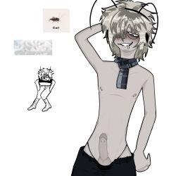 blonde_hair blush blush cricket dick dick_piercing hard_on heart-shaped_pupils heart_eyes hearts_in_eyes nipple_piercing nipples pants_open pierced_genitals pierced_nose pierced_penis piercing piercings standing topless topless_male