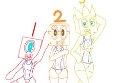 1boy 1boy2girls 2020 2girls 2girls1boy anthro cbeebies cyclops cyclops_girl focus glasses jazzzeh51 no_color non-human non-human_only numberblocks simple_background smile white_background