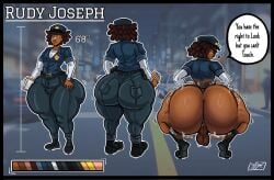 big_ass big_ass_(male) big_butt black_hair bottom_heavy bottom_heavy_femboy bottom_heavy_male dark-skinned_male femboy huge_ass huge_butt kojoarts male male_only rudy_joseph squatting thick_thighs wide_hips