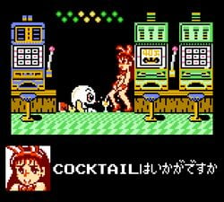 8-bit aliasing all_fours bangs black_background blush brown_hair bunny_ears coconuts_japan creature cuffs fake_animal_ears fake_screenshot famicom female indoors japanese long_hair nes nude pachio-kun peeing peeing_in_cup peeing_into_container peeing_into_glass pixel_art public_nudity saiwai_hiroshi slot_machine smile standing standing_pee text translated urinating urinating_female urination urine urine_in_container urine_in_glass urine_splatter urine_stream