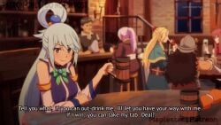 1boy 1girls aqua_(konosuba) beer doggy_style drinking drunk kono_subarashii_sekai_ni_shukufuku_wo! maplestar moaning satou_kazuma tagme video