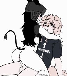 1boy1girl animated assertive_female big_ass big_penis black_hair blonde_hair blush bunny_ears bunny_girl cowgirl_position cum cum_in_pussy cute dog_boy dog_ears femdom long_hair male/female small_breasts toix22