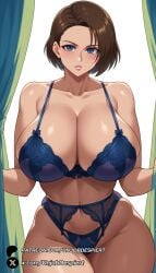 1female 1girls ai_generated big_breasts bra huge_breasts jill_valentine resident_evil resident_evil_3 unjobdespiert