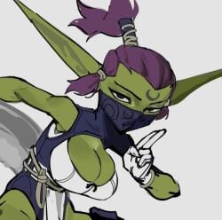 1girls artist_request elf_ears fantasy female goblin goblin_female green_skin looking_at_viewer tagme_(artist)