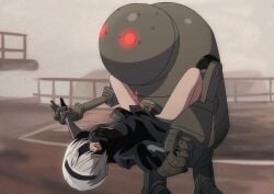 defeat_sex defeated defeated_heroine elmrtev glowing_eyes machine_lifeform male nier:_automata robot robot_girl robot_sex sex spread_legs yorha_2b