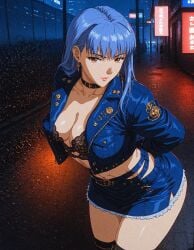 1girls ai ai_generated big_breasts female looking_at_viewer police police_uniform tight_clothing