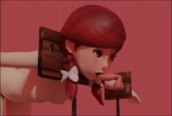 3d animated fellatio female floating_penis fully_nude naked pillory stuck stuck_in_object wendy's wendy_thomas