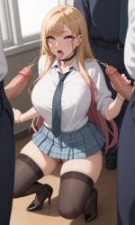 1girl2boys 1girls 2boys ahe_gao ai_generated big_ass blonde_female blonde_hair blush blushing choker female female_toilet from_above gangbang golden_shower hi_res high_heels high_resolution highres kitagawa_marin lipstick lipstick_mark makeup multicolored_hair nail_polish necktie open_clothes peeing penis piercing piss_drinking pissing_in_mouth pissing_on_another pleated_skirt purple_eyes purple_hair school school_uniform schoolgirl shirt skirt sono_bisque_doll_wa_koi_wo_suru squatting stable_diffusion stockings thighhighs thong toilet_use tongue tongue_out tugwell uncensored underwear upskirt urination urine