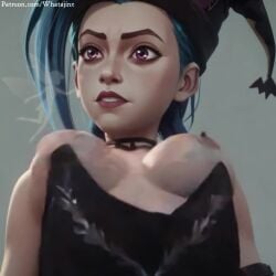 ai_assisted ai_generated animated arcane arcane_jinx blue_hair bouncing_breasts elf halloween_theme jinx jinx_(league_of_legends) league_of_legends patreon patreon_username perfect_body petite_breasts petite_girl purple_eyes riot_games shorter_than_30_seconds spell tagme twin_braids undressing video whatajinx witch_hat