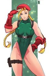 1girls artist_request blonde_hair blue_eyes cammy_white female looking_at_viewer street_fighter tagme_(artist) thighs