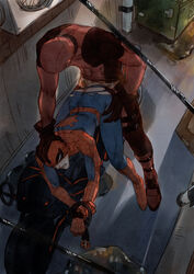 anal ass bara blush bound bound_wrists deadpool gay hand_on_head male male_only marvel multiple_boys muscle muscles outdoors peter_parker public sex somilk spider-man spider-man_(series) torn_clothes undressing wade_wilson wince yaoi