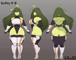 alien alien_girl antennae big_ass big_breasts green_body green_hair green_skin keltty_(srnava) srnava