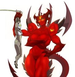 1boy 1girls bigger_female blizzard_entertainment demon demon_girl diablo diablo_(character) diablo_3 female femdom genji heroes_of_the_storm horns overwatch overwatch_2 red_body spacemaxmarine straight taller_female taller_girl