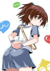 1girls arle_nadja arms_behind_back big_butt blue_puyo brown_hair butt compile cougar1404 dress_inside_ass female_focus green_puyo looking_back puyo_(puyopuyo) puyo_puyo red_puyo sega short_hair simple_background skirt white_background yellow_eyes yellow_puyo