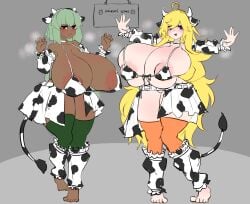 2girls alternate_body_type alternate_breast_size alternate_version_available areolae big_breasts bikini cow_ears cow_girl cow_horns cow_print cowgirl emerald_sustrai female female_only gigantic_breasts hips huge_ass huge_breasts hyper_breasts large_breasts multiple_girls nipple_bulge nipple_tweak nipples odakubara rwby tagme thick_legs thick_thighs voluptuous voluptuous_female wide_hips wide_thighs yang_xiao_long