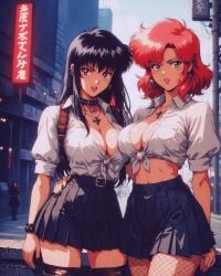 2girls ai ai_generated anime_style character_request retro_artstyle tagme_(character)