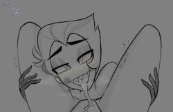 bite_mark holding_legs licking_pussy lucifer_morningstar_(hazbin_hotel) lustful_gaze oral oral_sex pov pussy sad_raccoon_(artist) tagme tongue tongue_out