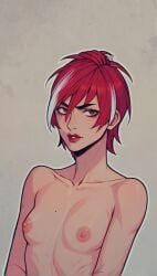 1girls ai ai_generated ai_hands atlus breasts female female_only lipstick looking_at_viewer megami_tensei multicolored_background multicolored_hair naked naked_female nipples nude nude_female one_color_background persona persona_2 persona_2_eternal_punishment quinzo11 red_eyes red_hair sega self_upload serizawa_ulala short_hair tomboy ulala_serizawa white_hair