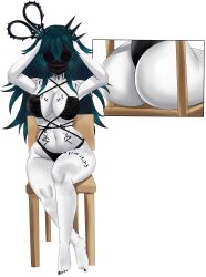 arms_on_head ass_cleavage ass_crack ass_peek banshee big_breasts bikini black_bikini black_nails boobs_immortal bubble_butt curvy curvy_body curvy_female curvy_figure curvy_hips curvy_thighs dark_teal_hair dummy_thicc eros_valentyne fat_ass female ghost_girl hip_squish horror indie_virtual_youtuber large_ass legs_crossed long_hair looking_at_viewer markings pale-skinned_female pale_skin red_eyes sitting solo_female thick_thighs virtual_youtuber vtuber wide_hips