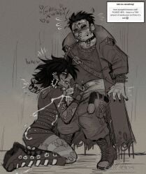 2025 chubby_male crying digital_art dominant_female goth goth_girl greyscale handjob heterosexual laniidaeee look_outside montgomery_(look_outside) overstimulation penis_milking pierced_penis punk straight xaria_(look_outside)