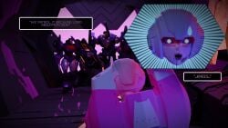 3boys arcee arcee_(g1) blue_eyes cybertronian female male mengsk red_visor transformers vehicon