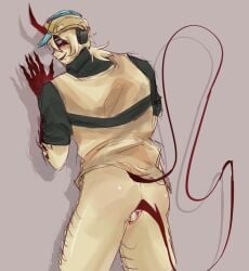 1boy ass ass_focus bleeding_from_anus block_tales blood builderman builderman_(block_tales) cn1dihriia cum_in_ass demon demon_tail drooling half-dressed hatred_(block_tales) horns masturbation possession roblox roblox_game robloxian self_upload solo solo_male tail tail_in_ass tail_insertion