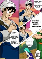 bulma bulma_briefs comic dragon_ball son_goku spanish_text tagme tenshinhan tien_shinhan