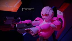 arcee arcee_(g1) autobot blue_eyes cybertronian female gun guns mengsk red_visor transformers