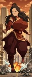 1girls ai_generated avatar_the_last_airbender big_breasts breasts city clothed clothed_female dark-skinned_female dark_skin female female_focus female_only fire_nation fire_nation_clothing giantess katara large_boobs large_breasts memesrus1234 nickelodeon nicktoons solo solo_female solo_focus thick_thighs thighs