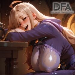 ahoge ai_art ai_assisted ai_generated alcohol arm_rest artist_logo artist_name beer beer_mug blonde_hair blurry_background blush bodysuit breasts brown_eyes clothing covered_nipples cup darkfallenangel drunk elbow_rest female gloves hair_over_one_eye half-closed_eyes hanging_breasts head_rest hood hood_down hooded_robe huge_breasts indoors konosuba large_breasts leaning_forward long_hair long_sleeves looking_at_viewer mug open_mouth patreon_logo patreon_username purple_dress purple_robe robe sagging_breasts see-through sitting smile solo squeans table teeth tight_clothes upper_teeth_only web_address wet wet_clothes white_robe wiz_(konosuba)