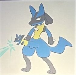 balls cursed_image erection generation_4_pokemon genitals living_penis low_res lucario male nintendo penis penis_with_face pokemon pokemon_(species) sentient_penis solo unusual_genitalia unusual_penis what