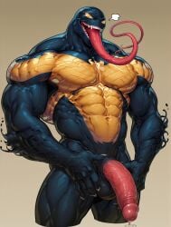 1boy ai_generated all_new_venom bara cum drvlar gay male male_focus male_only marvel marvel_comics monster muscular muscular_male solo venom venom_(marvel) yaoi