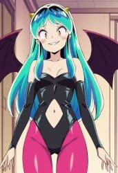 1female 1girls ai_generated belly belly_button breasts commentary_request english_commentary female female_only hi_res high_resolution highres light-skinned_female light_skin lum mixed-language_commentary solo solo_female succubus succubus_costume succubus_wings urusei_yatsura wings