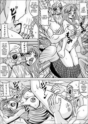 buff doujinshi dragon_ball dragon_ball_(classic) female master_roshi mermaid mermaid_(dragon_ball) pie_pie pyramid_house spanish_text tagme