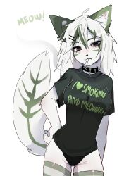 anthro catgirl female leotard meykune smoking solo t-shirt