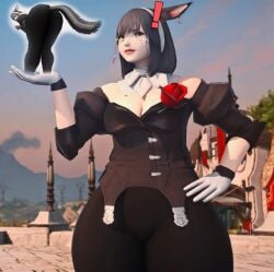 1girls 3d cat_ears cat_tail catgirl female female_only final_fantasy final_fantasy_xiv grey_hair huge_ass light-skinned_female nashu_mhakaracca pale_skin square_enix squishybnuuyxiv tagme thick_thighs