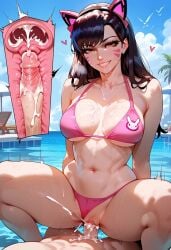 ai_generated bikini cowgirl_position cum cum_in_pussy cum_in_pussy cum_inside d.va fit_female mixoai naughty_face overwatch overwatch_2 patreon penis pool riding sex x-ray