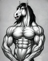 abs anthro athletic biceps building equid equine flexing horse male mammal muscular muscular_anthro muscular_male navel nipples nude pecs ripped_muscles solo standing triceps veiny_arms veiny_biceps veiny_muscles