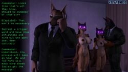 16:9 2024 3d agent anthro big_breasts black_clothing black_necktie black_suit breast_grab breasts canid canine canis clothing daughter_(lore) dialogue digital_media_(artwork) dobermann domestic_dog drawer earpiece electronics english_text expressionless eyewear female genitals german_shepherd gloves_(marking) grope group hand_on_breast herding_dog hi_res hypnotic_device hypnotic_helmet inside male male_focus mammal markings mature_anthro mature_female mind_control mother_(lore) mother_and_child_(lore) mother_and_daughter_(lore) navel necktie night nipples nude nude_anthro nude_female parent_(lore) parent_and_child_(lore) parent_and_daughter_(lore) pastoral_dog pinscher pussy smile source_filmmaker_(artwork) standing_at_attention suit sunglasses tech_control television text text_box vitaminbob widescreen