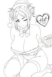 big_breasts cerebella christmas female human looking_at_viewer nomus_hl skullgirls thick_thighs video_games winking_at_viewer wip