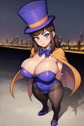 1girls a_hat_in_time aged_up ai_generated ass big_ass big_breasts blue_eyes brown_hair cape civitai detached_collar female female_focus female_only hat_adult hat_kid high_heels hornyboobstard huge_ass huge_breasts large_ass large_breasts leotard light-skinned_female light_skin long_hair looking_at_viewer magician_hat more_at_source oppai pantyhose purple_leotard selfie selfie_pose skindentation sole_female tagme tights voluptuous voluptuous_female