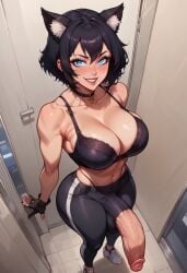 ai_generated bra cum cum_drip cum_on_body cum_on_breasts cum_on_face futa_focus futa_only futanari huge_ass huge_breast huge_butt huge_cock nyakumi