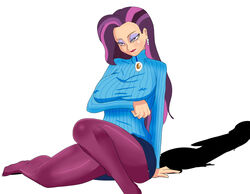 1girls absurd_res barskavil big_breasts breasts clothed covered_nipples earrings equestria_girls erect_nipples female friendship_games friendship_is_magic hair hasbro human jewelry large_breasts lipstick long_hair mature mature_female my_little_pony pantyhose pendant posing principal_cinch purple_hair shadow skirt solo suggestive sweater white_background