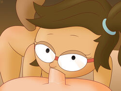 brown_hair cartoon_network eggrobotman eileen_roberts fellatio female glasses looking_at_viewer male oral partial_male penis regular_show