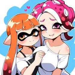 ai_generated couple inkling_girl novelai octoling_girl splatoon splatoon_(series)