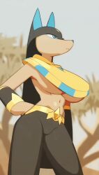 1girls 2024 2d 2d_animation 9:16 animal_ears animated anthro anubis anubis_(pal) areola areolae belly_button big_breasts big_thighs black_hair blue_eyes blue_nose feliscede female female_focus female_only fur furry furry_female hair huge_breasts huge_thighs long_hair looking_at_viewer navel neutral_expression nipples no_sound pal_(species) palworld pink_areola pink_areolae pink_nipples pocketpair presenting shorter_than_10_seconds showing_breasts showing_off solo thick_hips thick_thighs thighs uncensored uncensored_breasts uncensored_nipples uninterested vertical_video wide_hips