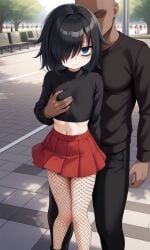 ai_generated dark-skinned_male flat_chest groping kuroki_tomoko public watashi_ga_motenai_no_wa_dou_kangaetemo_omaera_ga_warui!